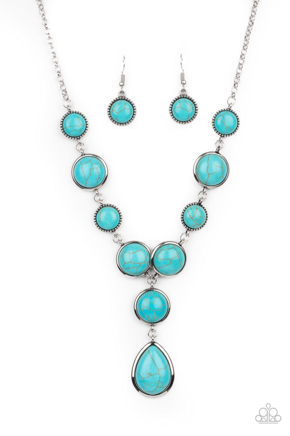 Terrestrial Trailblazer Turquoise Blue Stone Necklace - Paparazzi Accessories- lightbox - CarasShop.com - $5 Jewelry by Cara Jewels