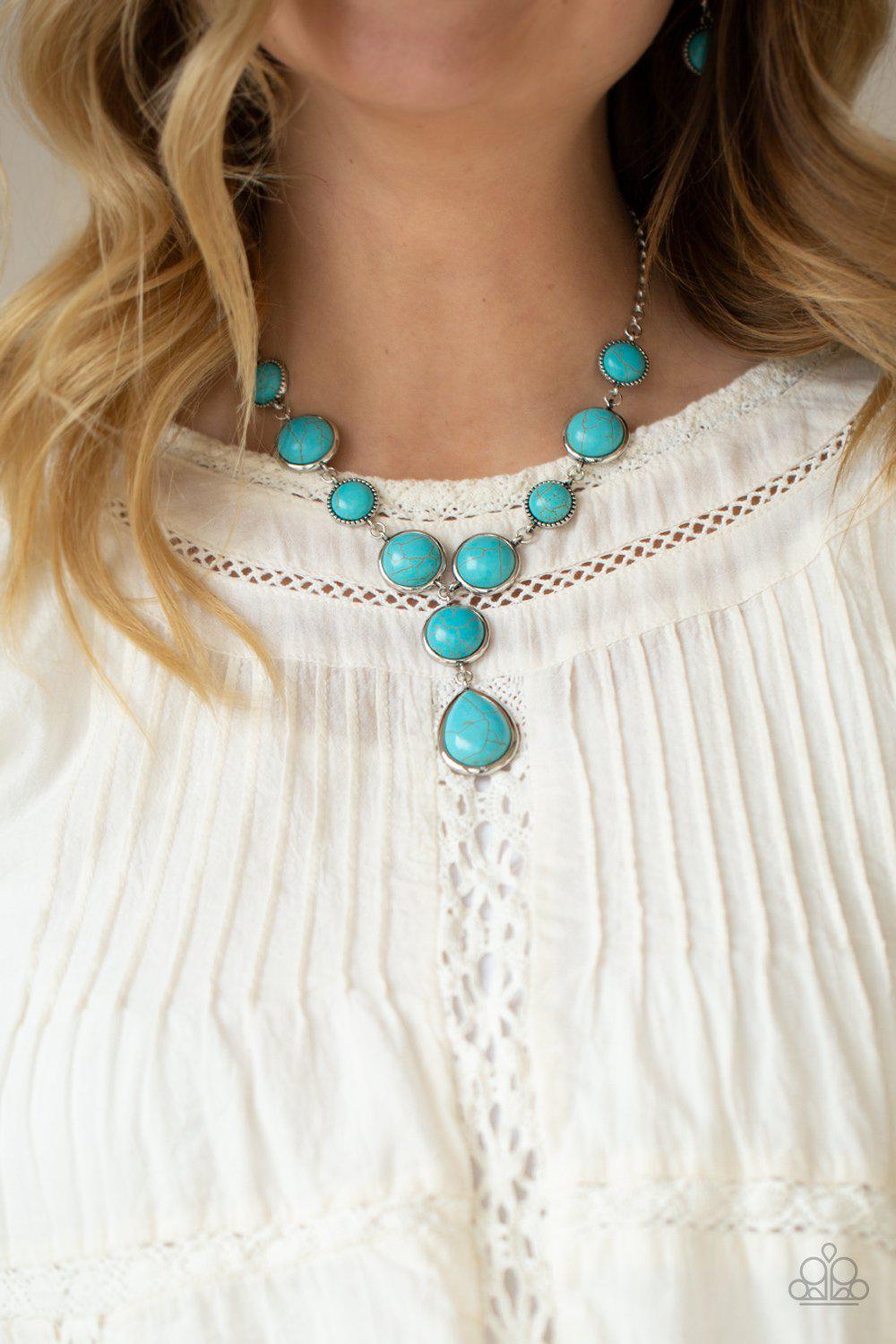 Terrestrial Trailblazer Turquoise Blue Stone Necklace - Paparazzi Accessories- model - CarasShop.com - $5 Jewelry by Cara Jewels