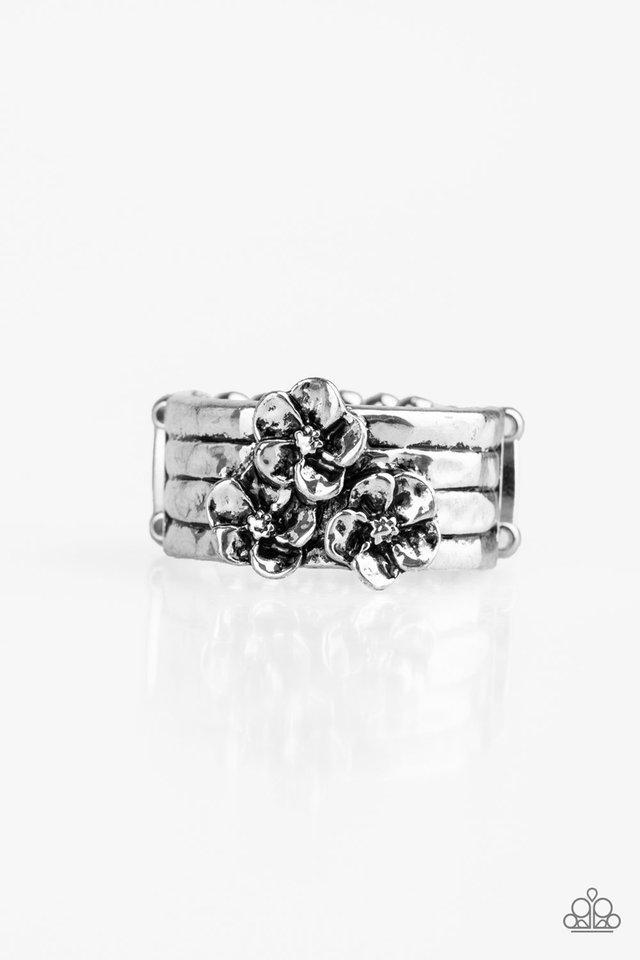 This ISLAND Is Your ISLAND Silver Flower Ring - Paparazzi Accessories- lightbox - CarasShop.com - $5 Jewelry by Cara Jewels