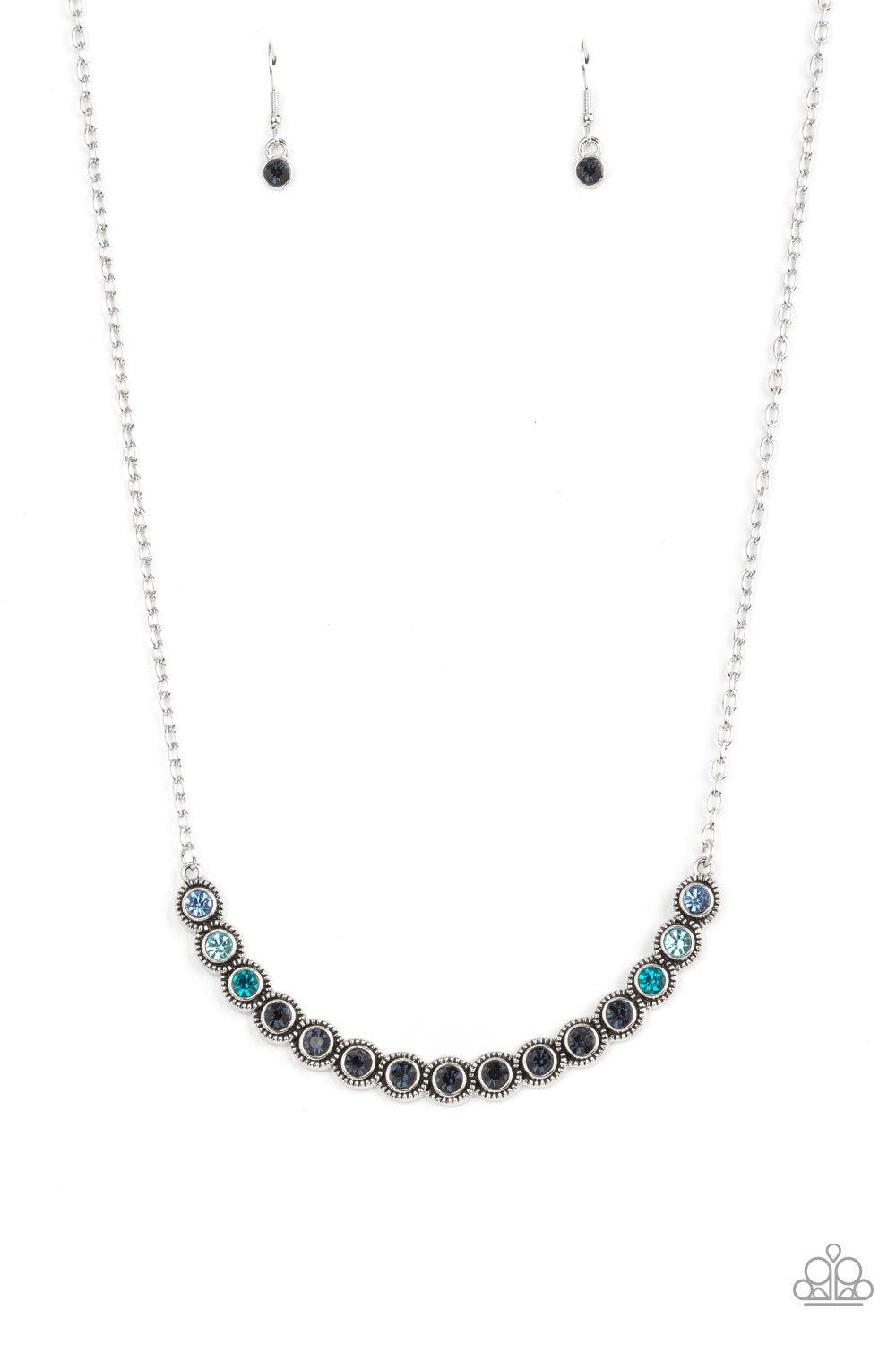 Throwing SHADES Blue Rhinestone Necklace - Paparazzi Accessories- lightbox - CarasShop.com - $5 Jewelry by Cara Jewels