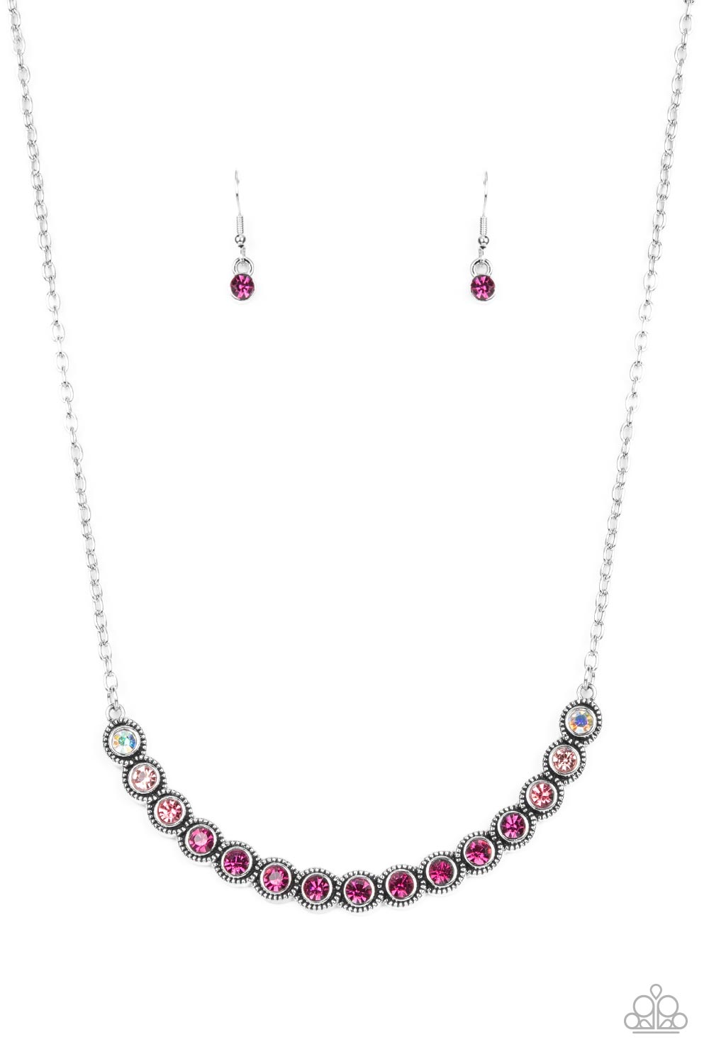 Throwing SHADES Pink Rhinestone Necklace - Paparazzi Accessories - lightbox -CarasShop.com - $5 Jewelry by Cara Jewels