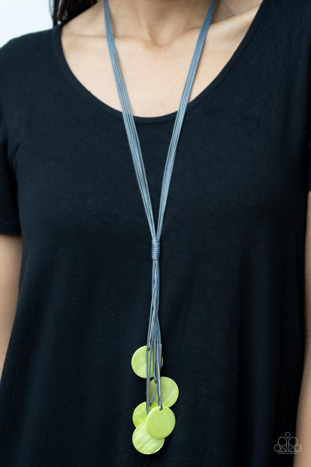 Tidal Tassels Green Shell-like Necklace - Paparazzi Accessories