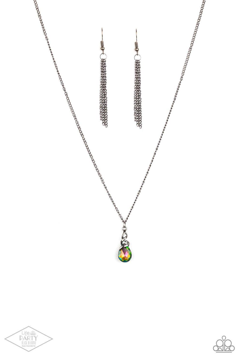 Timeless Trinket Multi Oil Spill Rhinestone Necklace - Paparazzi Accessories - lightbox -CarasShop.com - $5 Jewelry by Cara Jewels