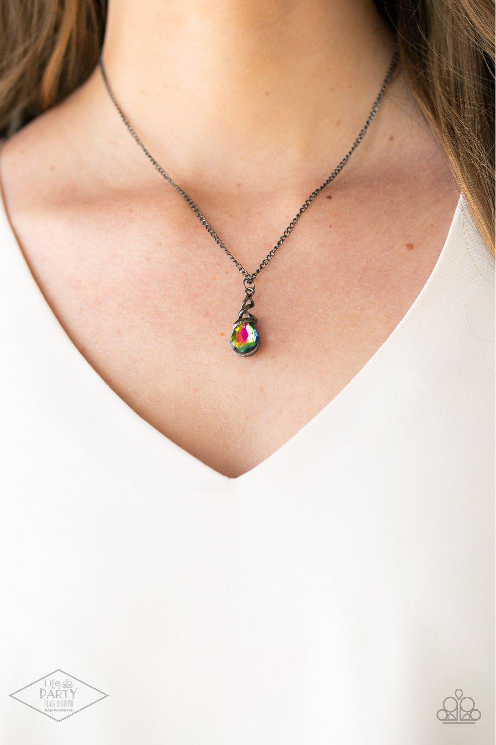Timeless Trinket Multi Oil Spill Rhinestone Necklace - Paparazzi Accessories - model -CarasShop.com - $5 Jewelry by Cara Jewels