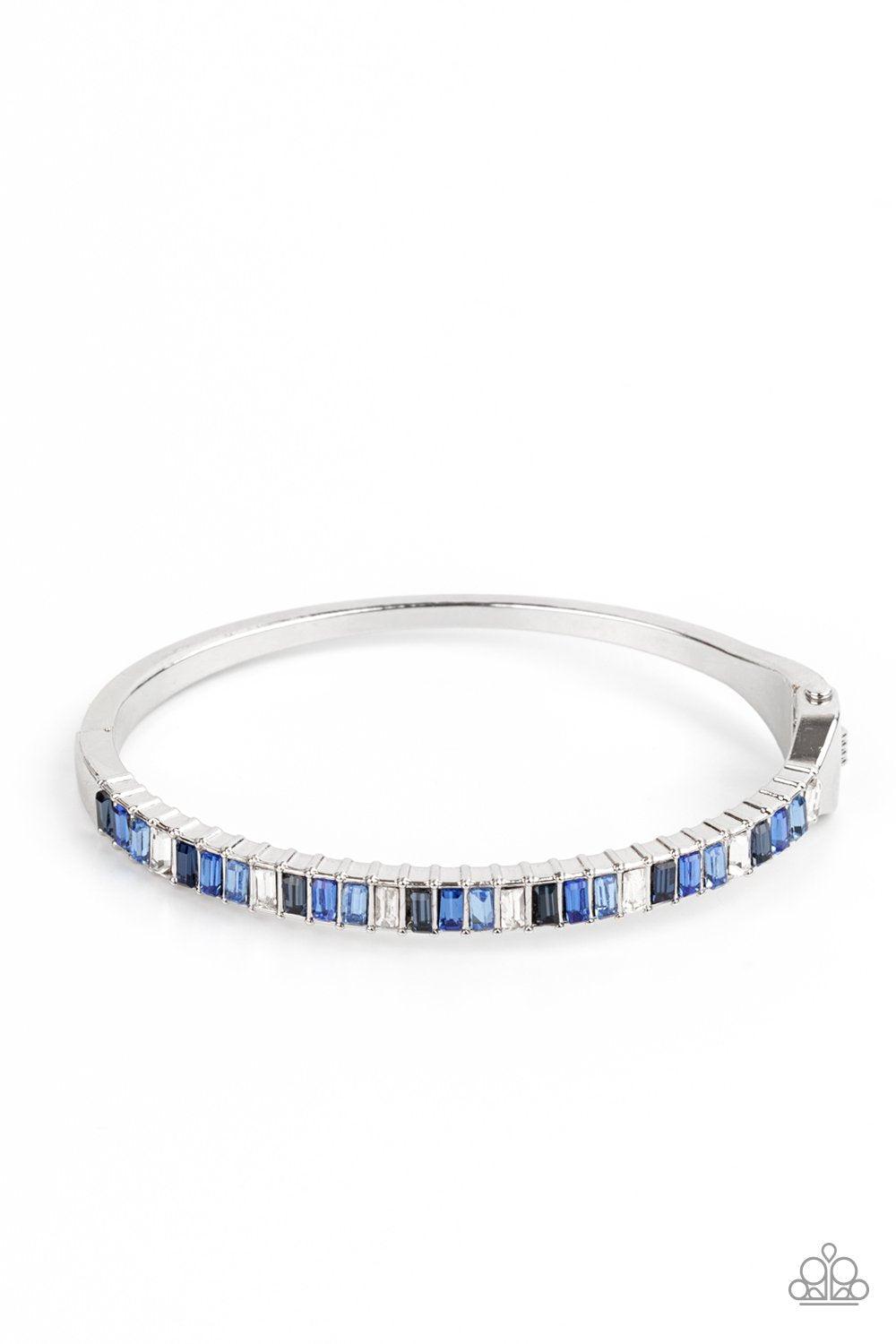 Toast to Twinkle Blue Rhinestone Hinged Bracelet - Paparazzi Accessories- lightbox - CarasShop.com - $5 Jewelry by Cara Jewels