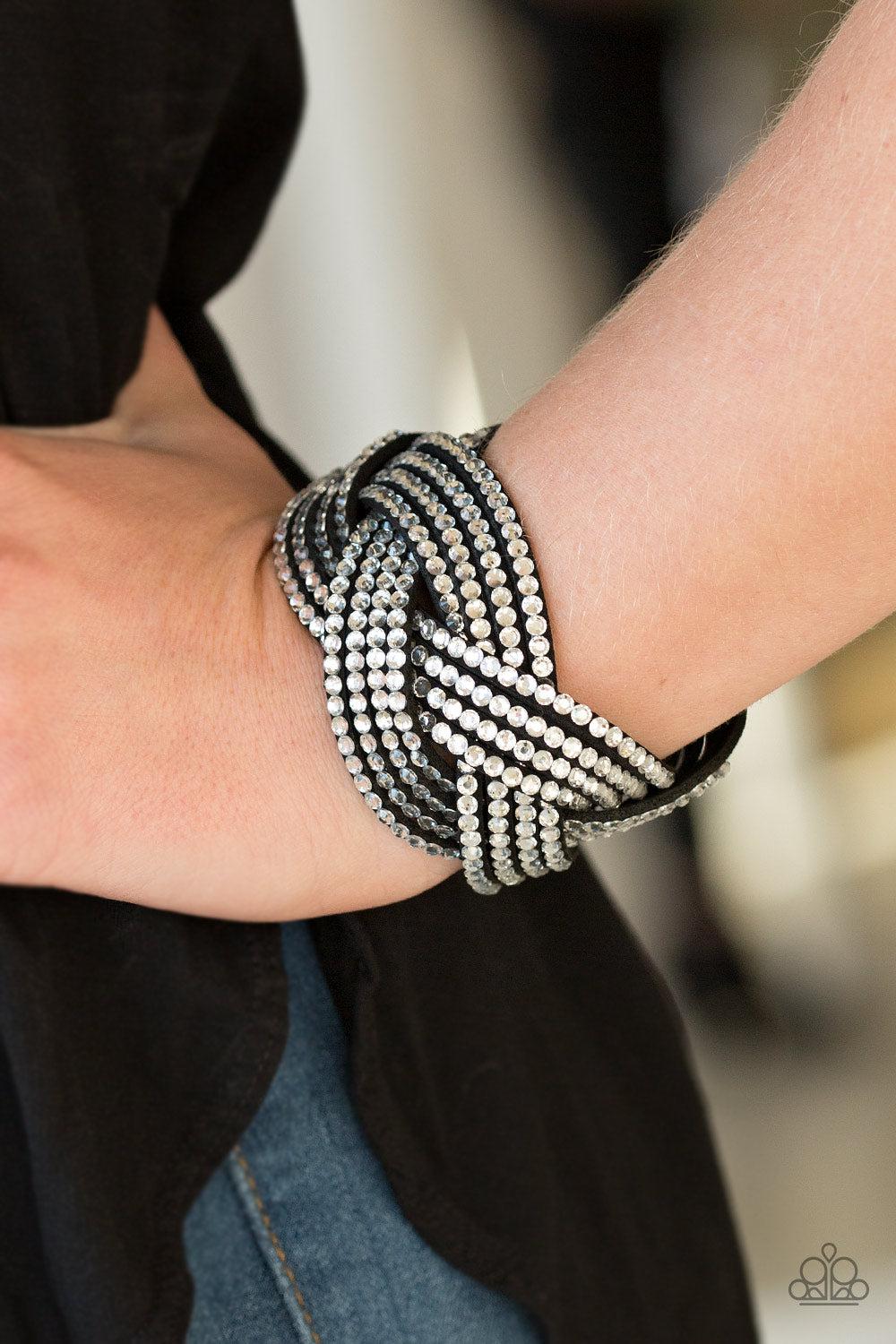 Top Class Chic Black and White Braided Urban Wrap Snap Bracelet - Paparazzi Accessories