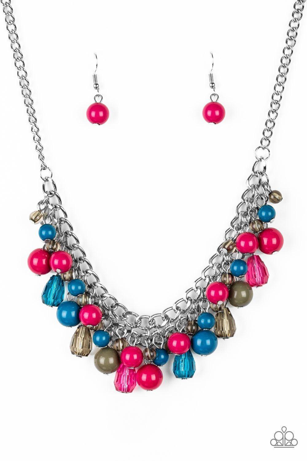 Tour de Trendsetter Multi Pink, Blue and Green Necklace - Paparazzi Accessories - lightbox -CarasShop.com - $5 Jewelry by Cara Jewels