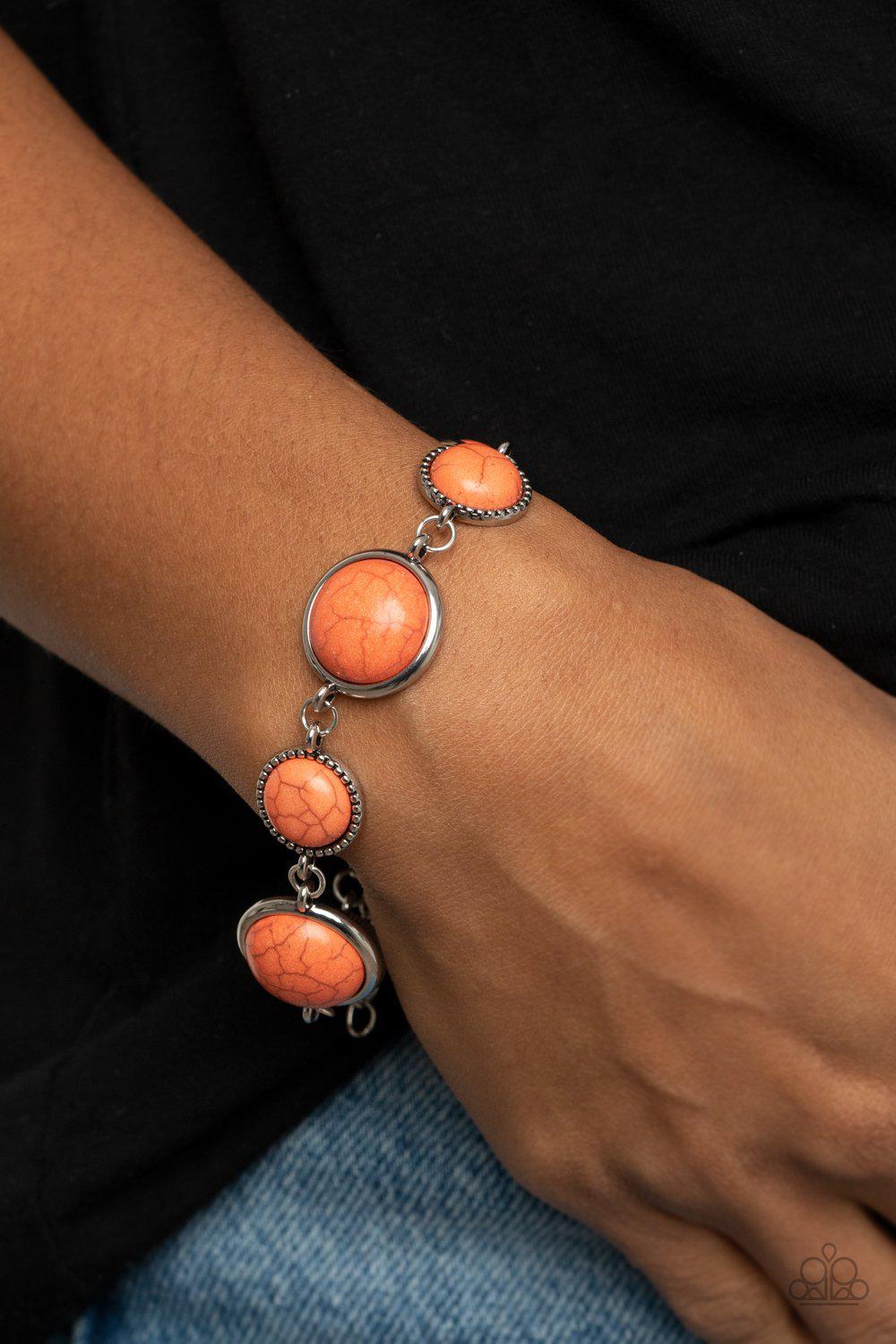 Turn Up The Terra Orange Stone Bracelet - Paparazzi Accessories- model - CarasShop.com - $5 Jewelry by Cara Jewels