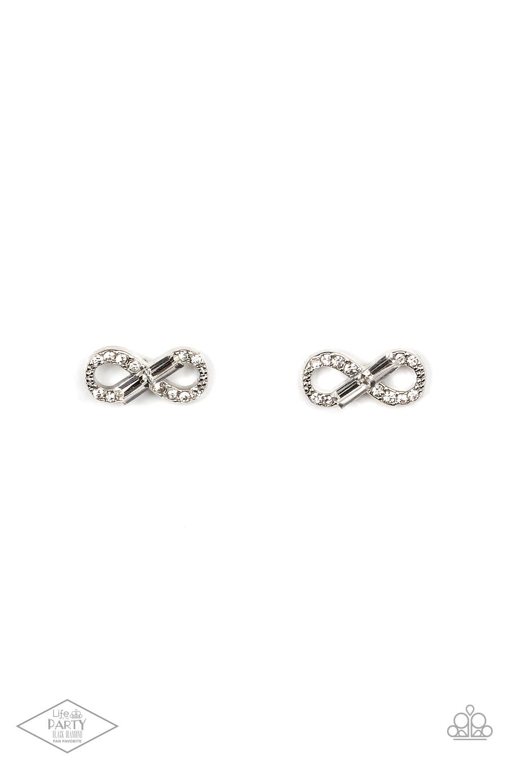 Turn of the Century White Infinity Post Earrings - Paparazzi Accessories-CarasShop.com - $5 Jewelry by Cara Jewels