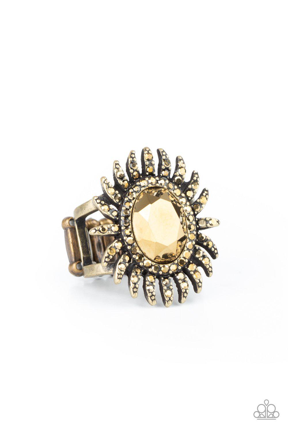 Ultra Luxe Brass Ring - Paparazzi Accessories- lightbox - CarasShop.com - $5 Jewelry by Cara Jewels