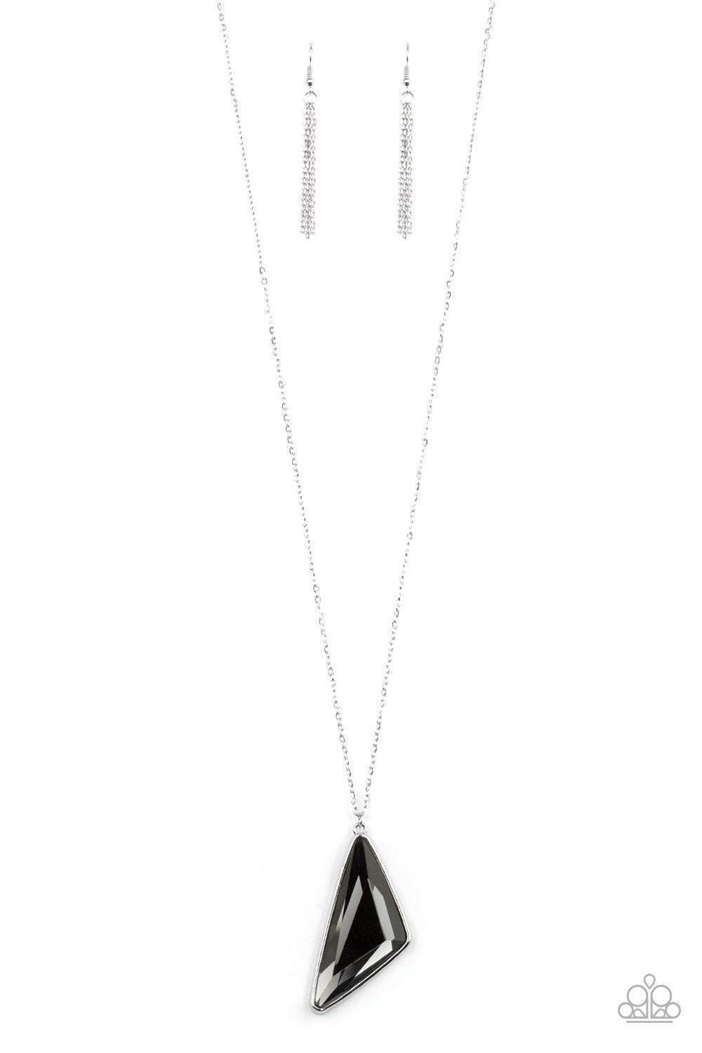 Ultra Sharp Silver Smoky Rhinestone Necklace - Paparazzi Accessories- lightbox - CarasShop.com - $5 Jewelry by Cara Jewels
