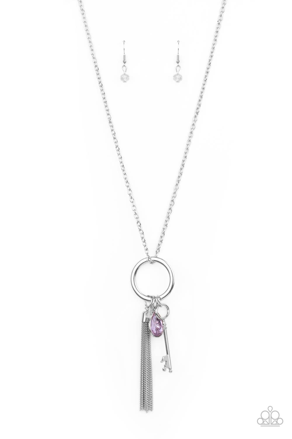 Unlock Your Sparkle Purple and Silver Necklace - Paparazzi Accessories - lightbox -CarasShop.com - $5 Jewelry by Cara Jewels