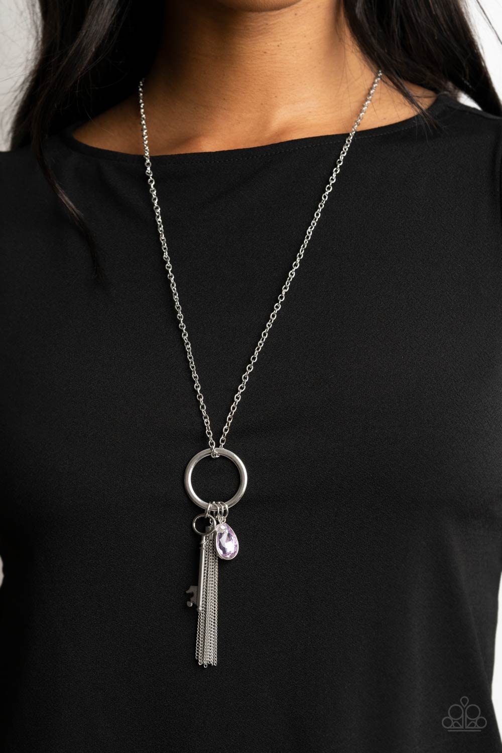 Unlock Your Sparkle Purple and Silver Necklace - Paparazzi Accessories - lightbox -CarasShop.com - $5 Jewelry by Cara Jewels