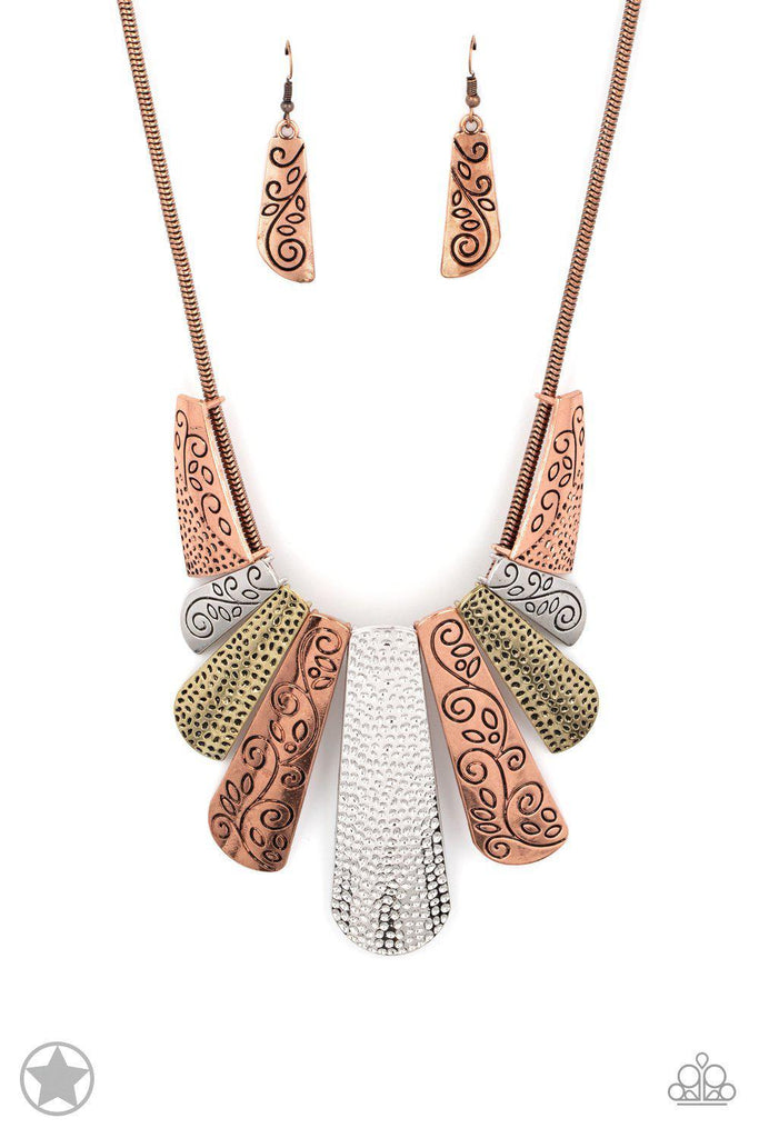 Untamed Silver Copper and Brass Statement Necklace - Paparazzi Accessories