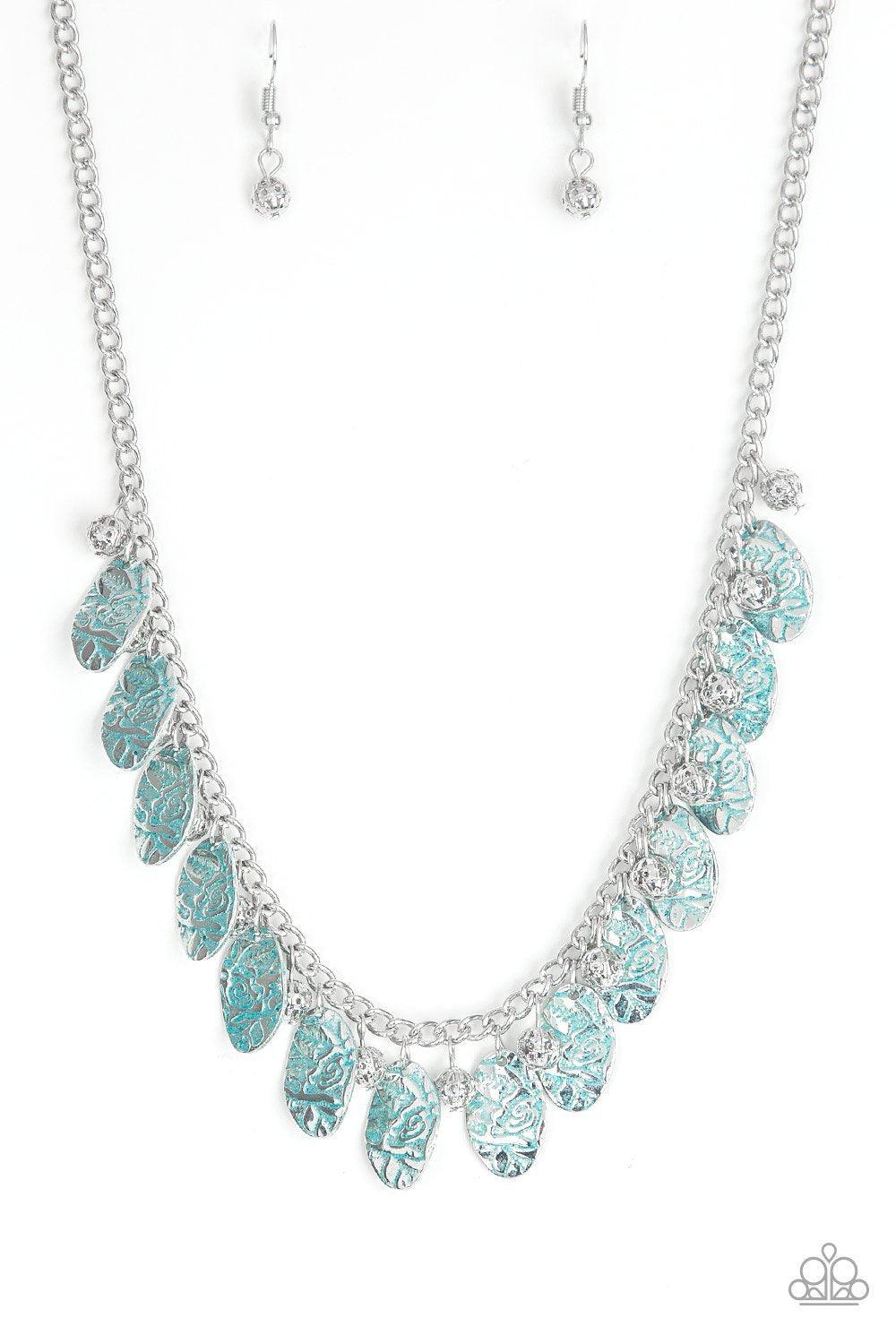 Vintage Gardens Blue and Silver Necklace - Paparazzi Accessories- lightbox - CarasShop.com - $5 Jewelry by Cara Jewels