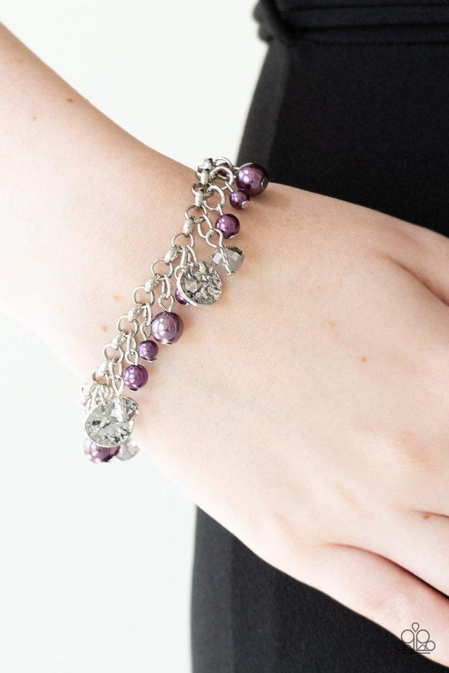 West Coast Wanderer Purple and Silver Bracelet - Paparazzi Accessories- model - CarasShop.com - $5 Jewelry by Cara Jewels