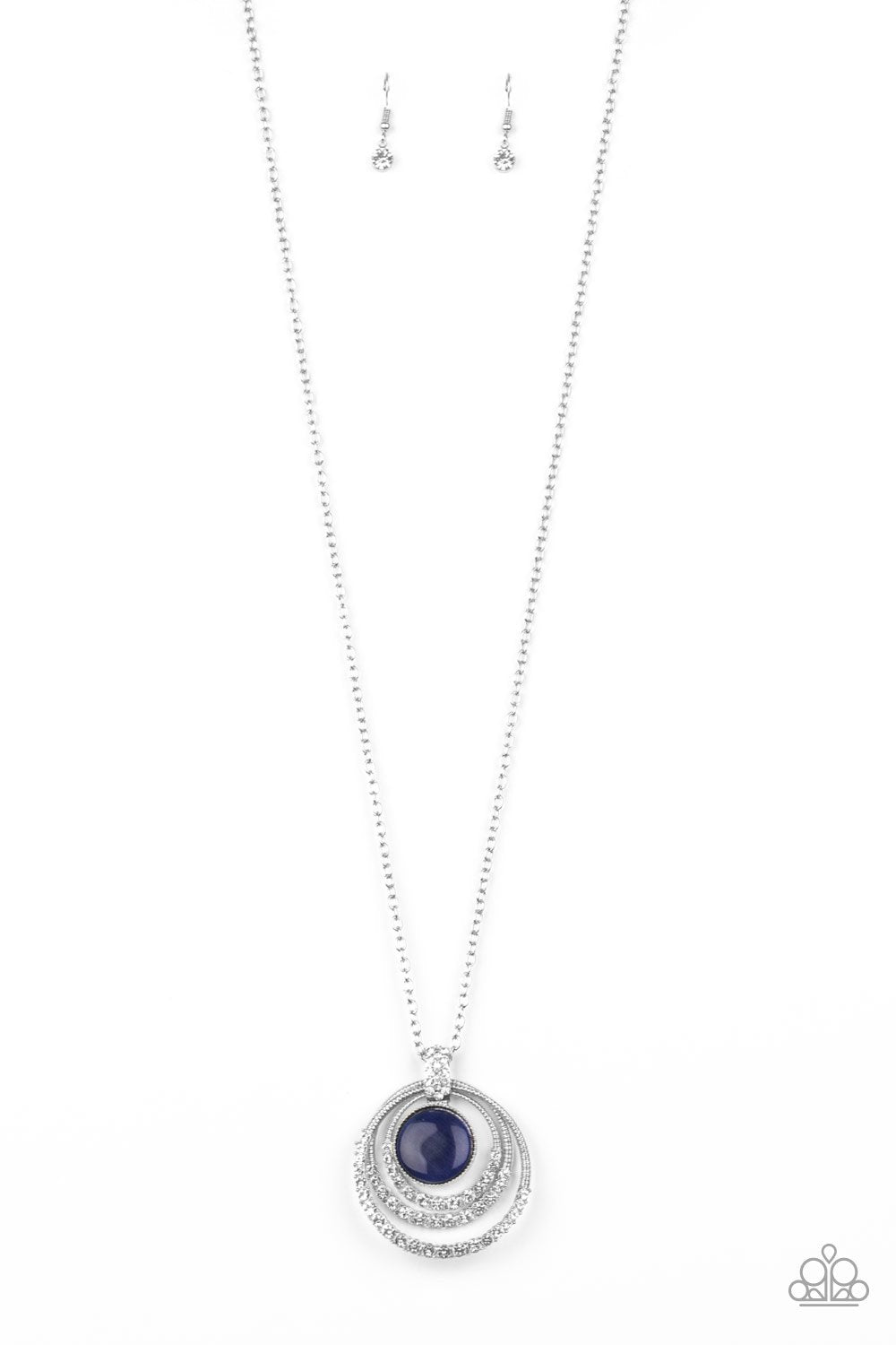 A Diamond A Day Blue Cat&#39;s Eye Pendant Necklace - Paparazzi Accessories-CarasShop.com - $5 Jewelry by Cara Jewels