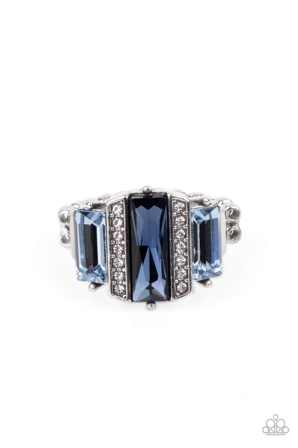 A GLITZY Verdict Blue Rhinestone Ring - Paparazzi Accessories- lightbox - CarasShop.com - $5 Jewelry by Cara Jewels