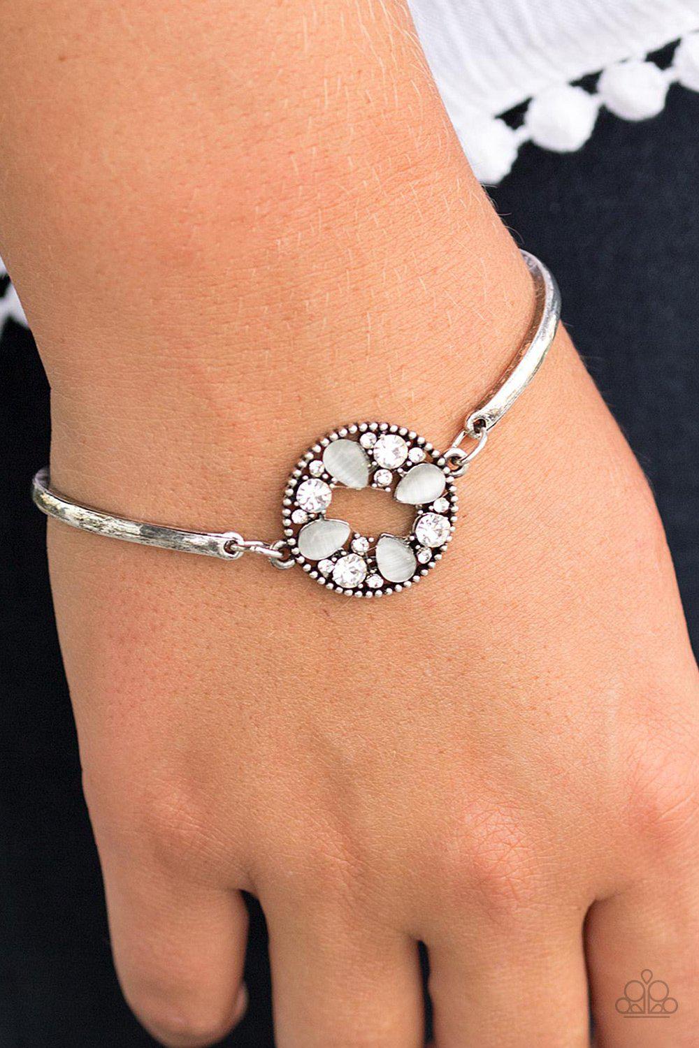 A Moonwalk In The Park White Moonstone Bracelet - Paparazzi Accessories-CarasShop.com - $5 Jewelry by Cara Jewels