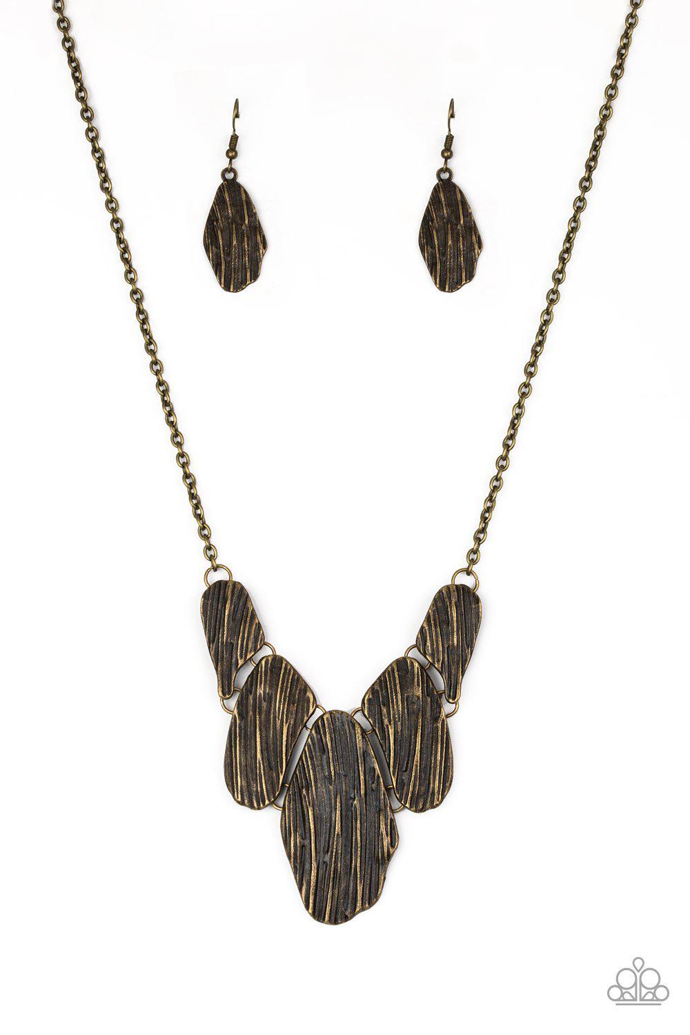 A New Discovery Brass Necklace - Paparazzi Accessories-CarasShop.com - $5 Jewelry by Cara Jewels