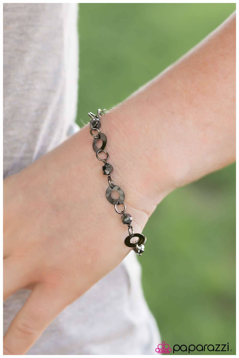 A Simple Observation Gunmetal Black Bracelet - Paparazzi Accessories-CarasShop.com - $5 Jewelry by Cara Jewels