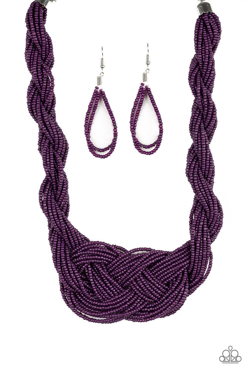 A Standing Ovation Plum Purple Seed Bead Necklace - Paparazzi Accessories-CarasShop.com - $5 Jewelry by Cara Jewels
