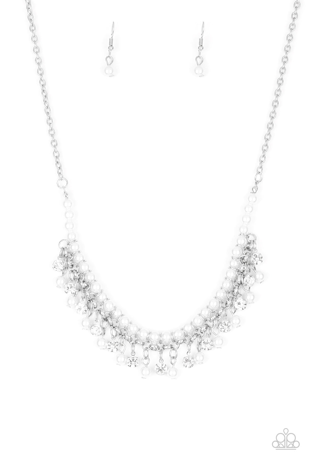 A Touch of CLASSY White Pearl Necklace - Paparazzi Accessories- lightbox - CarasShop.com - $5 Jewelry by Cara Jewels