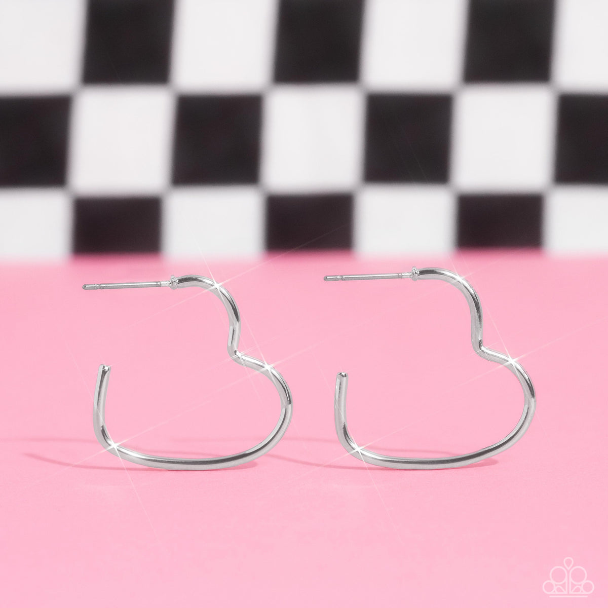 Burnished Beau Silver Heart Hoop Earrings - Paparazzi Accessories