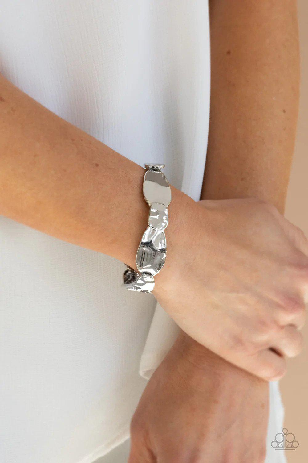 Absolutely Applique Silver Bracelet - Paparazzi Accessories- lightbox - CarasShop.com - $5 Jewelry by Cara Jewels