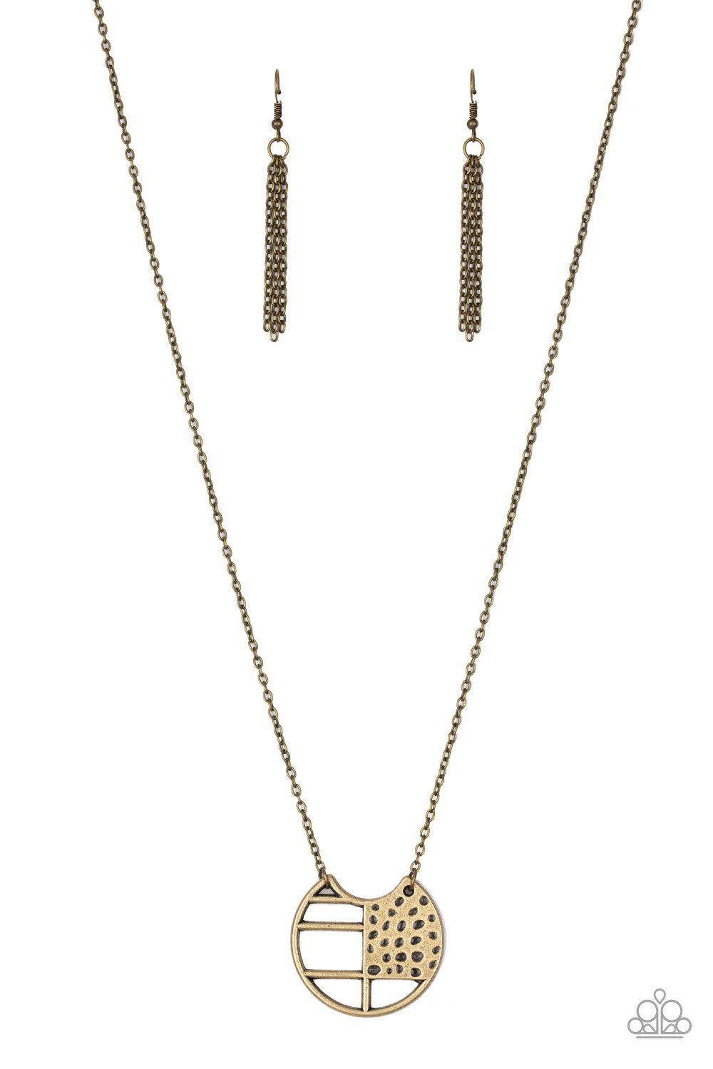 Abstract Aztec Brass Necklace - Paparazzi Accessories - lightbox -CarasShop.com - $5 Jewelry by Cara Jewels