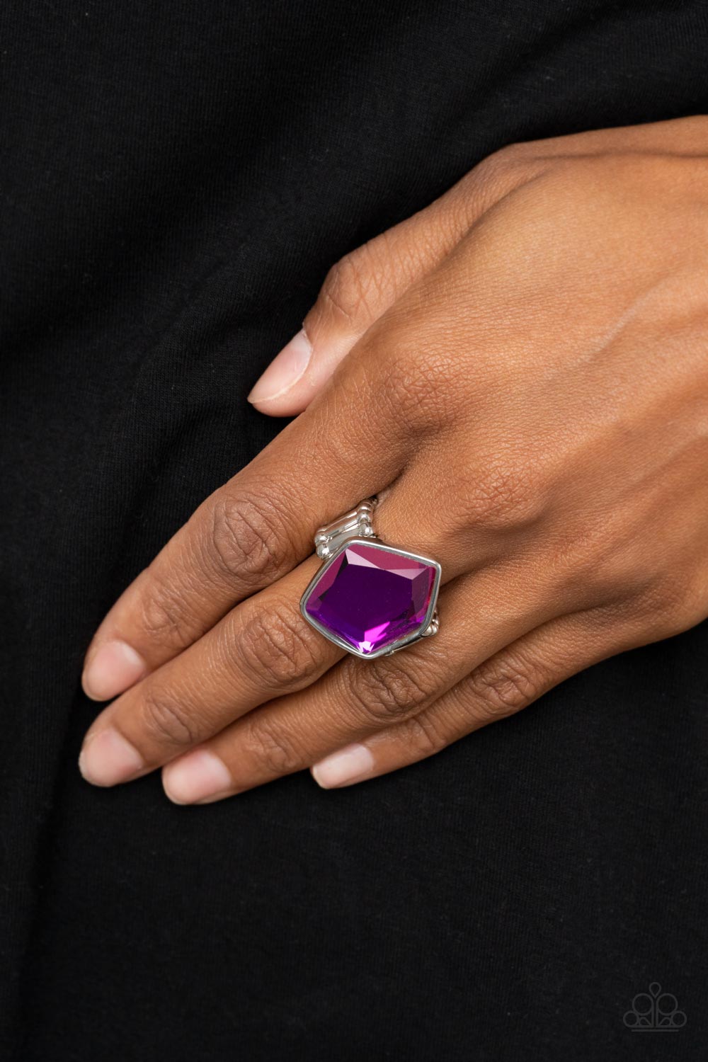 Abstract Escapade Purple Ring - Paparazzi Accessories-on model - CarasShop.com - $5 Jewelry by Cara Jewels