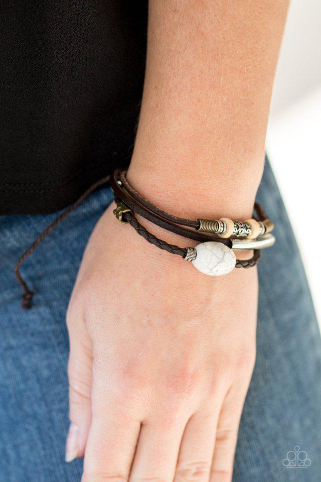 Across the Globe Brown Bracelet - Paparazzi Accessories-on model - CarasShop.com - $5 Jewelry by Cara Jewels