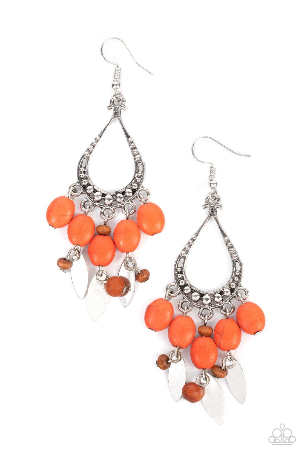Adobe Air Orange Stone Earrings - Paparazzi Accessories- lightbox - CarasShop.com - $5 Jewelry by Cara Jewels