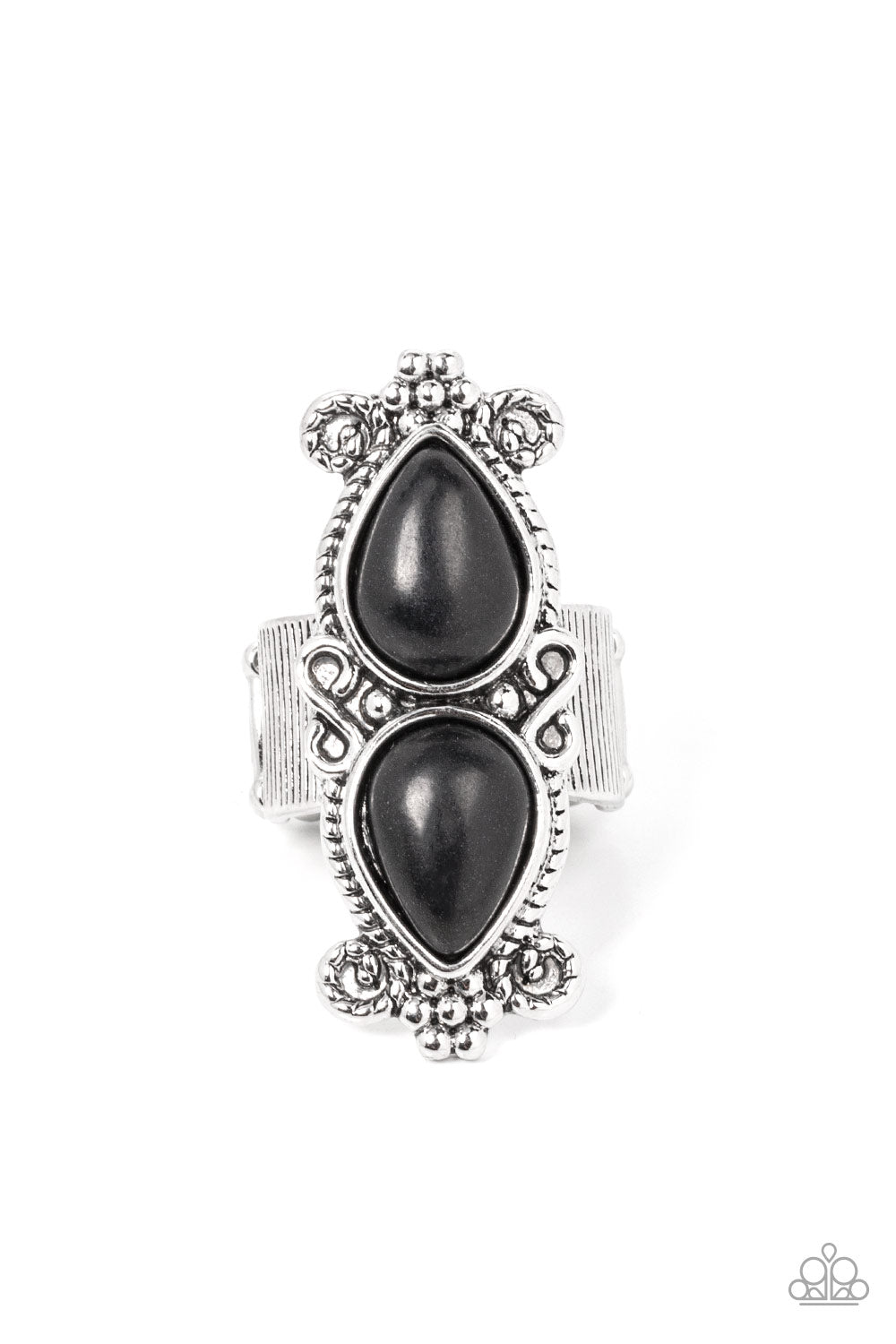 Adobe Garden Black Stone Ring - Paparazzi Accessories- lightbox - CarasShop.com - $5 Jewelry by Cara Jewels