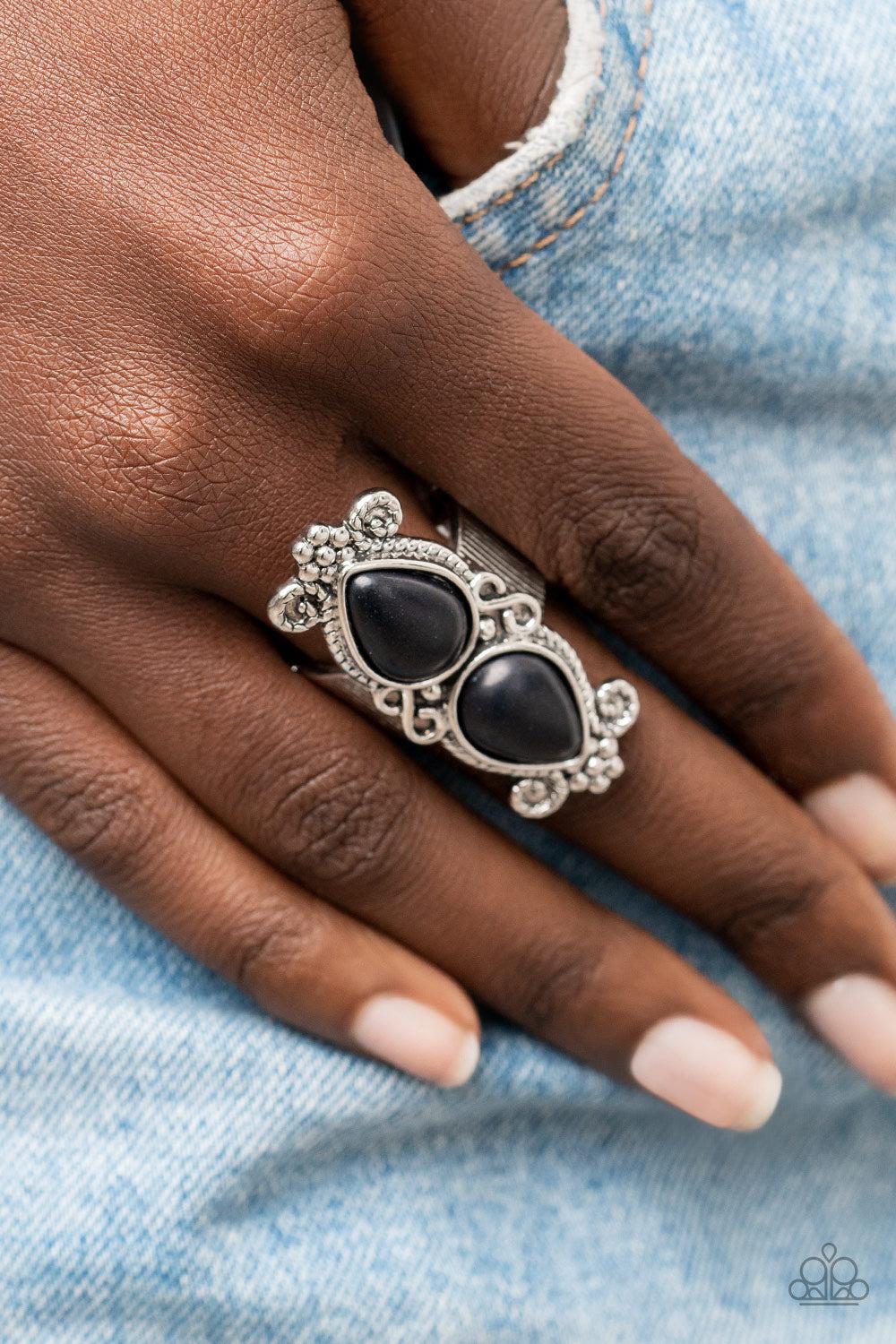 Adobe Garden Black Stone Ring - Paparazzi Accessories-on model - CarasShop.com - $5 Jewelry by Cara Jewels
