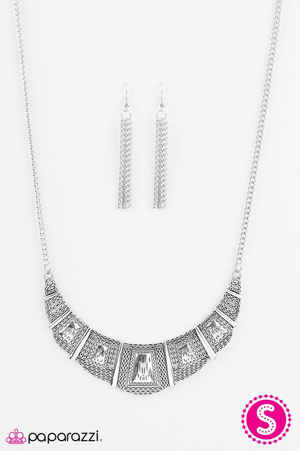 Adventure Queen Silver Necklace - Paparazzi Accessories-CarasShop.com - $5 Jewelry by Cara Jewels