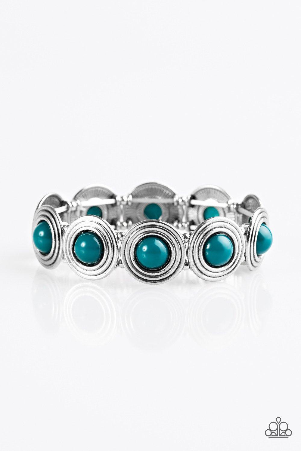 Adventurously Amazon Blue and Silver Bracelet - Paparazzi Accessories-CarasShop.com - $5 Jewelry by Cara Jewels