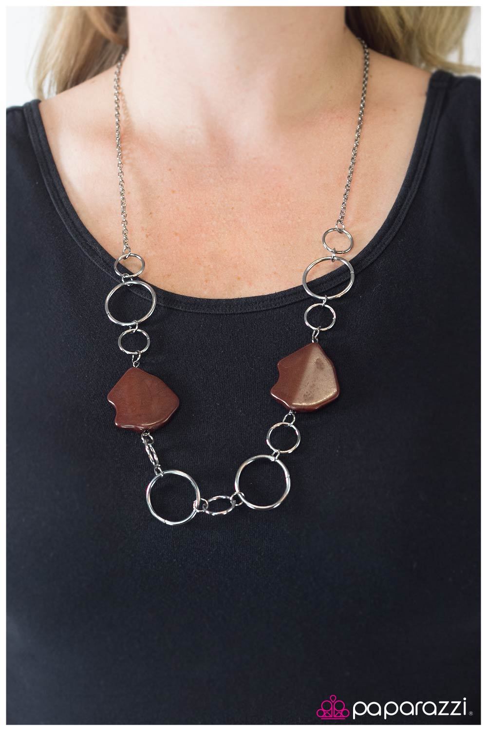 Ain&#39;t No Mountain High Enough Gunmetal and Brown Necklace - Paparazzi Accessories-CarasShop.com - $5 Jewelry by Cara Jewels