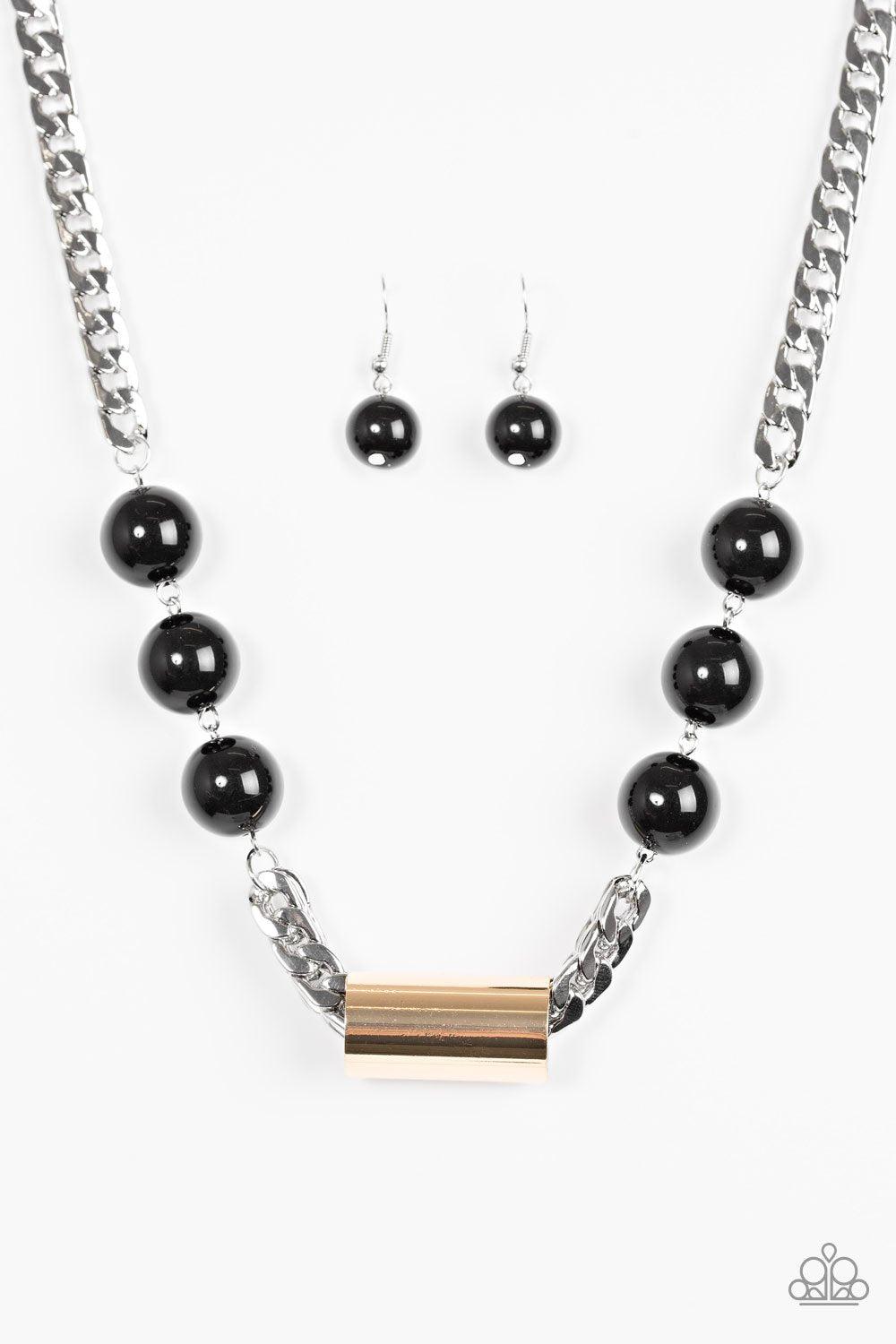 All About Attitude Silver, Gold and Black Bead Necklace - Paparazzi Accessories-CarasShop.com - $5 Jewelry by Cara Jewels