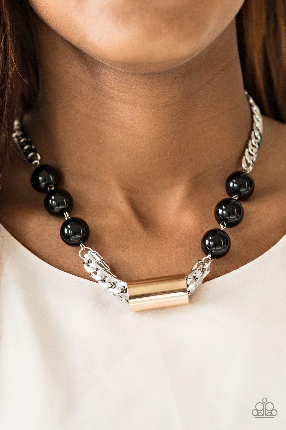 All About Attitude Silver, Gold and Black Bead Necklace - Paparazzi Accessories-CarasShop.com - $5 Jewelry by Cara Jewels