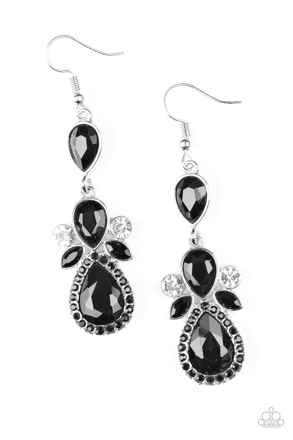 All About Glam Black Earrings - Paparazzi Accessories-CarasShop.com - $5 Jewelry by Cara Jewels