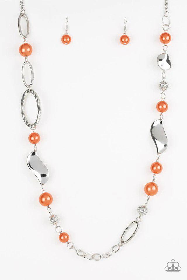 All About Me Orange and Silver Necklace - Paparazzi Accessories- lightbox - CarasShop.com - $5 Jewelry by Cara Jewels
