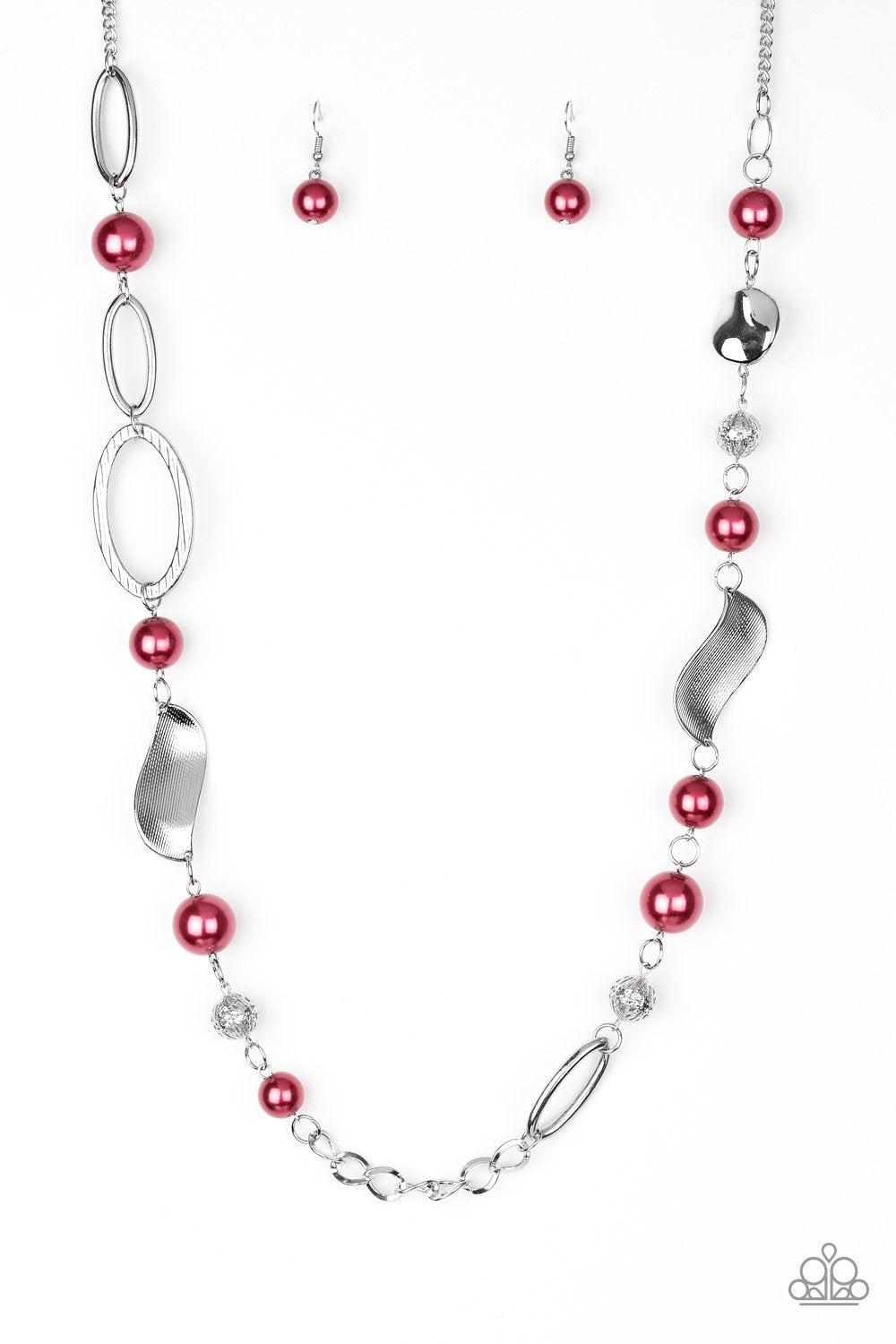 All About Me Red and Silver Necklace - Paparazzi Accessories-CarasShop.com - $5 Jewelry by Cara Jewels
