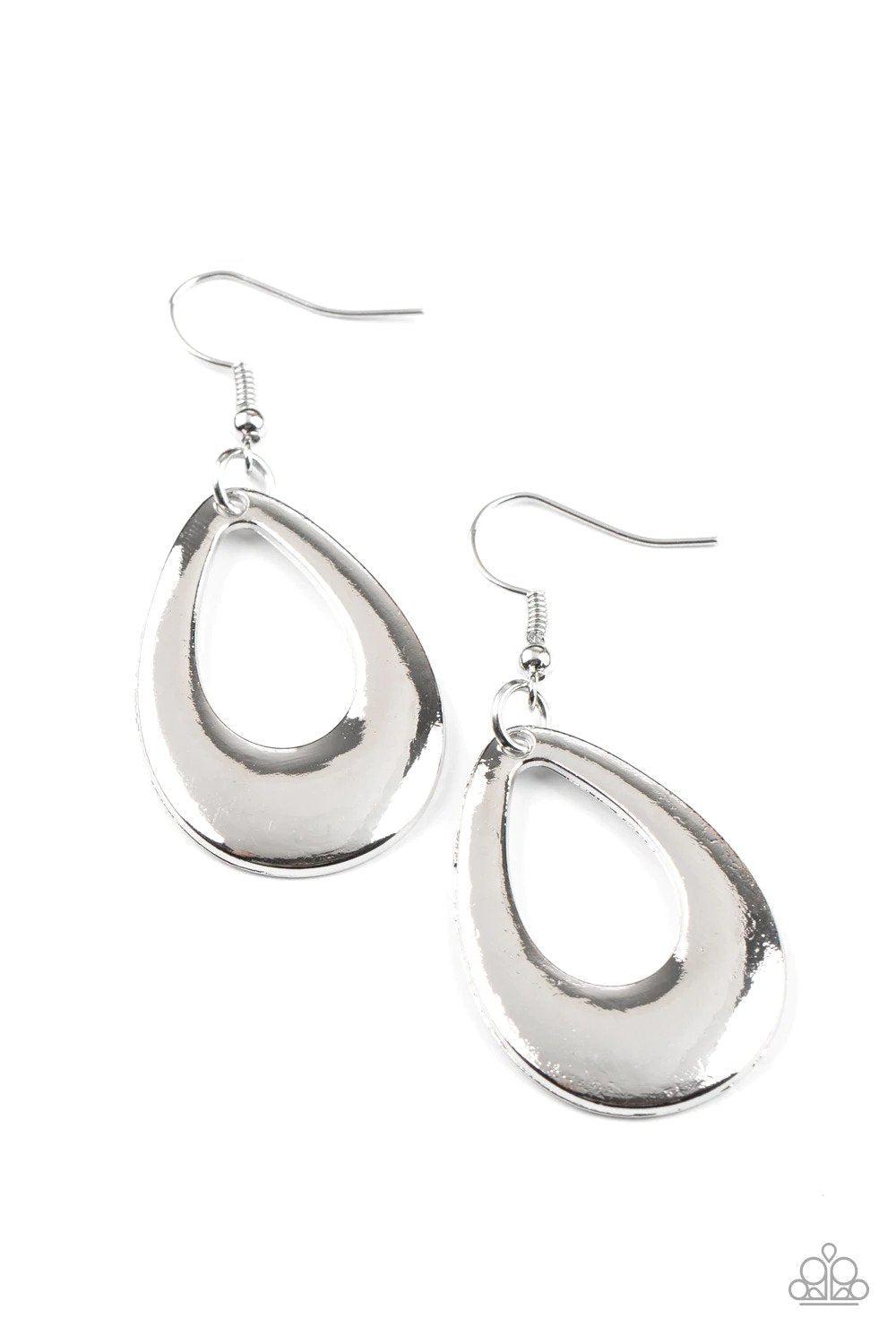 All Allure, All The Time Silver Earrings - Paparazzi Accessories- lightbox - CarasShop.com - $5 Jewelry by Cara Jewels