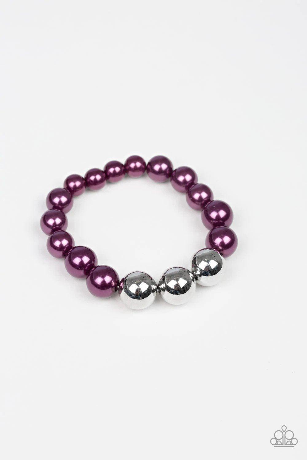 All Dressed UPTOWN Purple Pearl Bracelet - Paparazzi Accessories- lightbox - CarasShop.com - $5 Jewelry by Cara Jewels