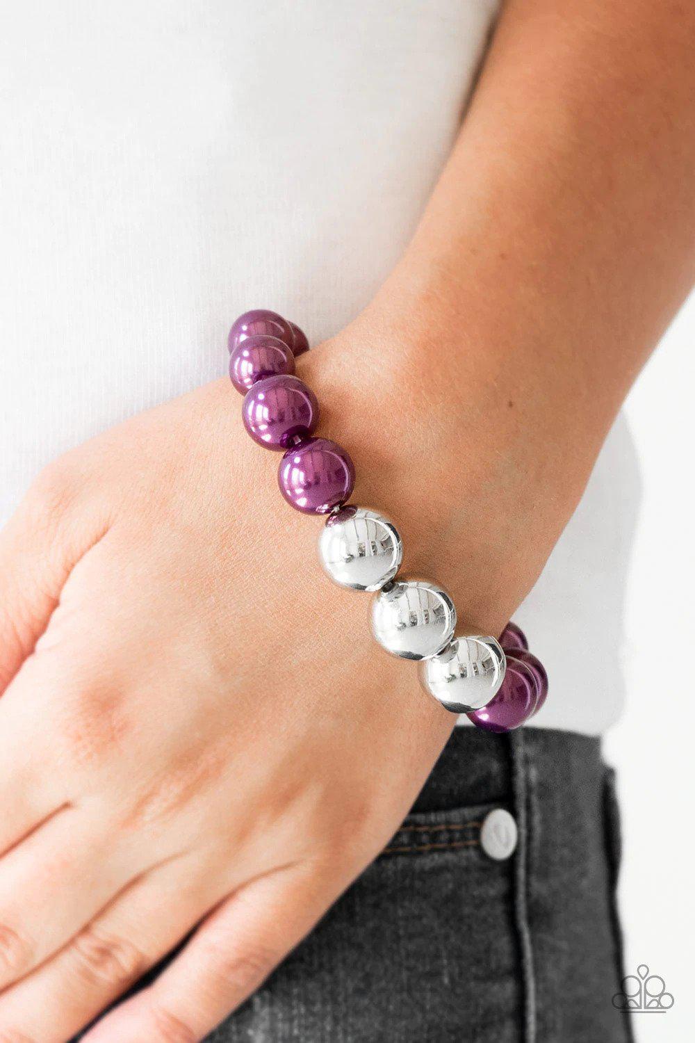 All Dressed UPTOWN Purple Pearl Bracelet - Paparazzi Accessories- lightbox - CarasShop.com - $5 Jewelry by Cara Jewels