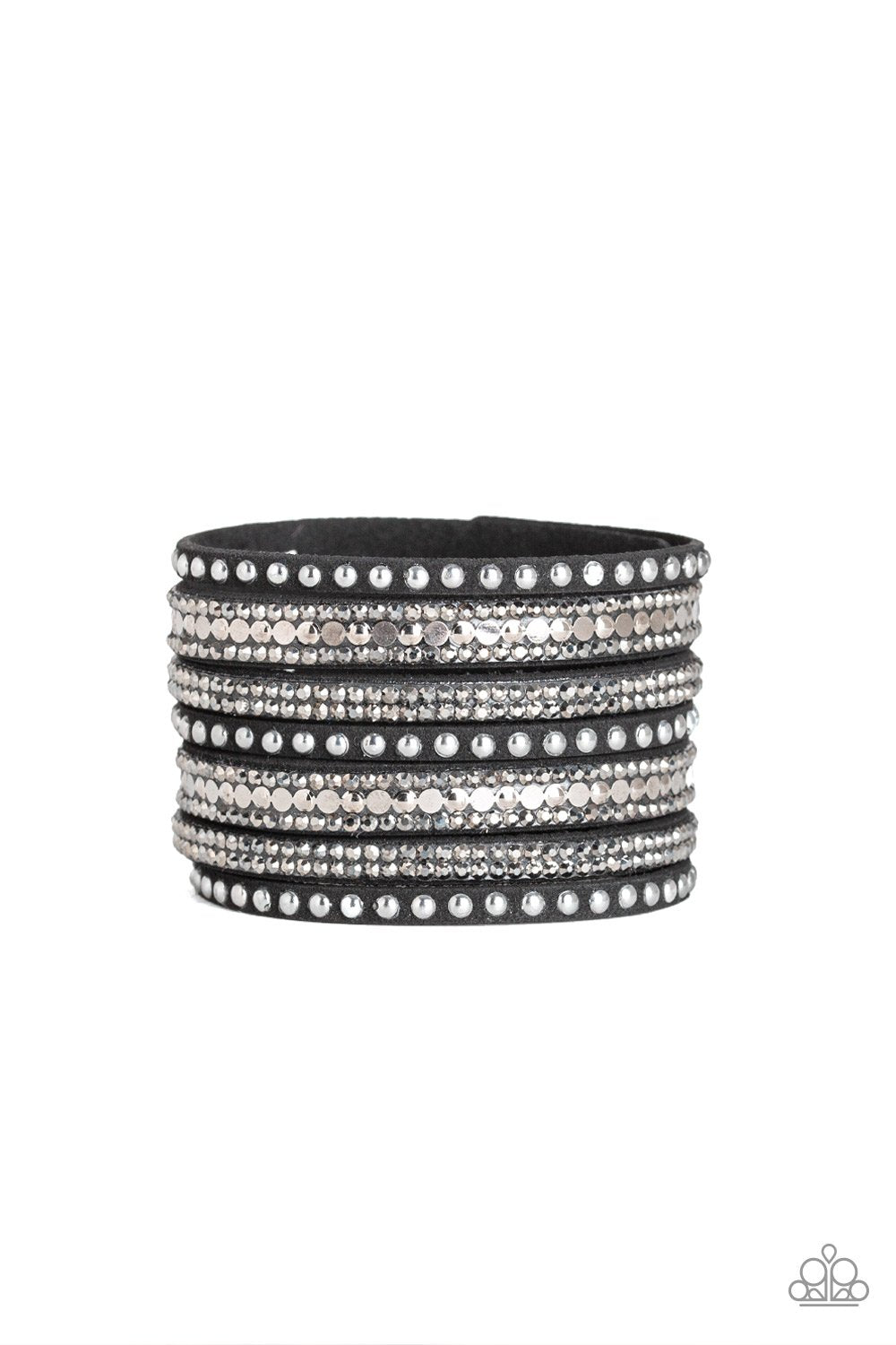 All Hustle and Hairspray Black Urban Wrap Snap Bracelet - Paparazzi Accessories-CarasShop.com - $5 Jewelry by Cara Jewels