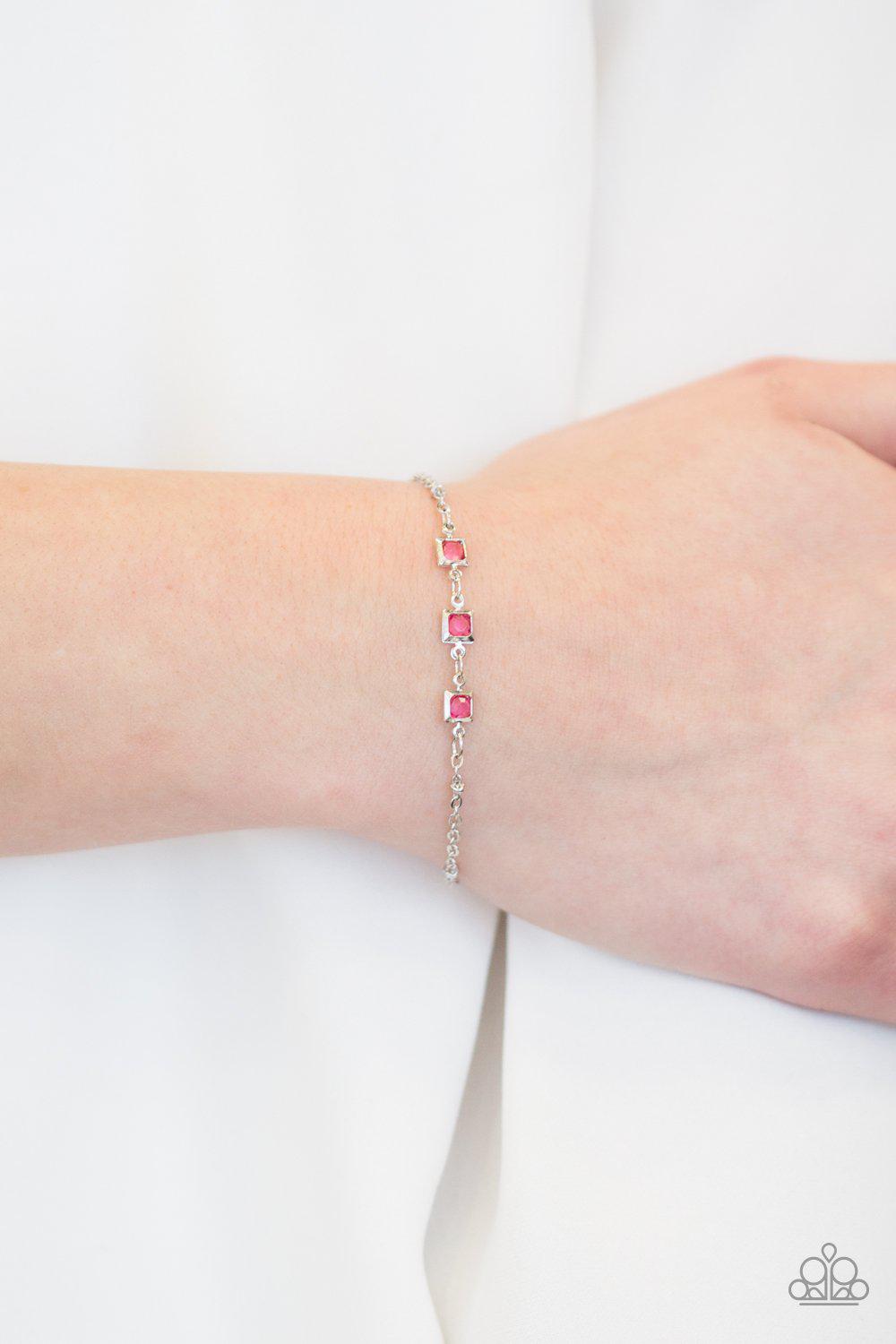 All I Have To Do Is Gleam Pink Gem Bracelet - Paparazzi Accessories-CarasShop.com - $5 Jewelry by Cara Jewels