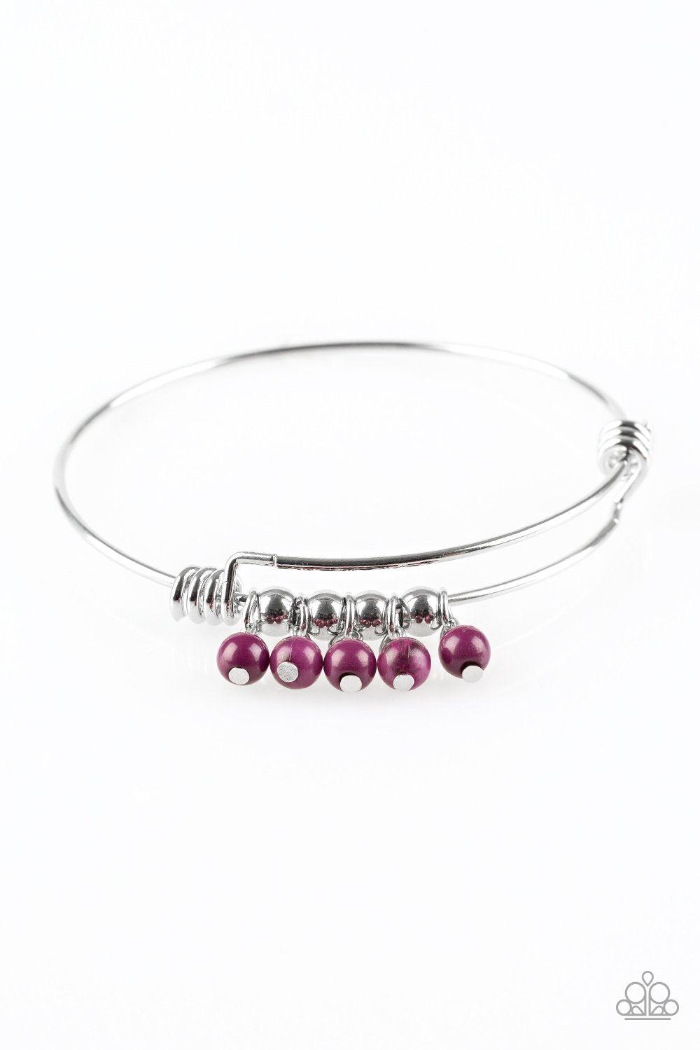 All Roads Lead to ROAM Purple Charm Bangle Bracelet - Paparazzi Accessories-CarasShop.com - $5 Jewelry by Cara Jewels