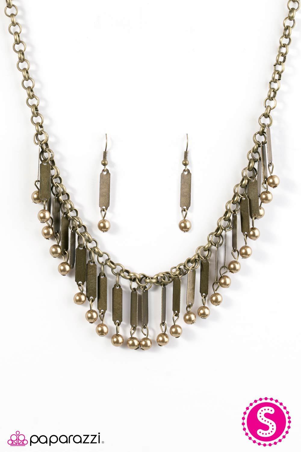 All The Right Moves Brass Fringe Necklace - Paparazzi Accessories-CarasShop.com - $5 Jewelry by Cara Jewels